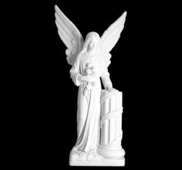 SYNTHETIC MARBLE ANGEL WITH COLUMN